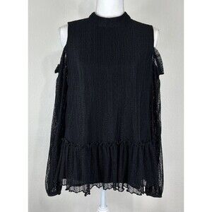 Ro & De Black Lace Cold Shoulder Blouse Size Medium